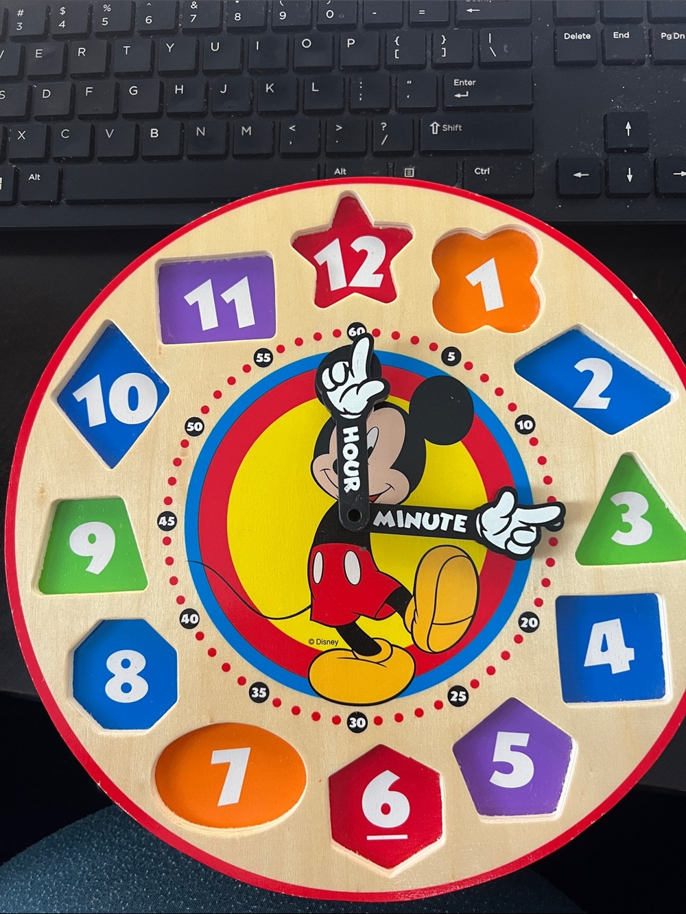 Melissa and Doug- Mickey Mouse Wooden Learning Clock - Multicolor